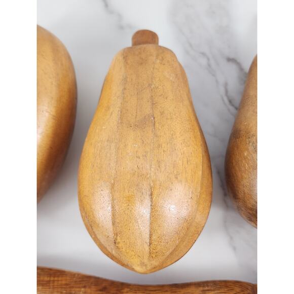Mid Century Wood Fruit Artificial Food Banana Apple Pear Mango Hand Carved x6 - Picture 5 of 16